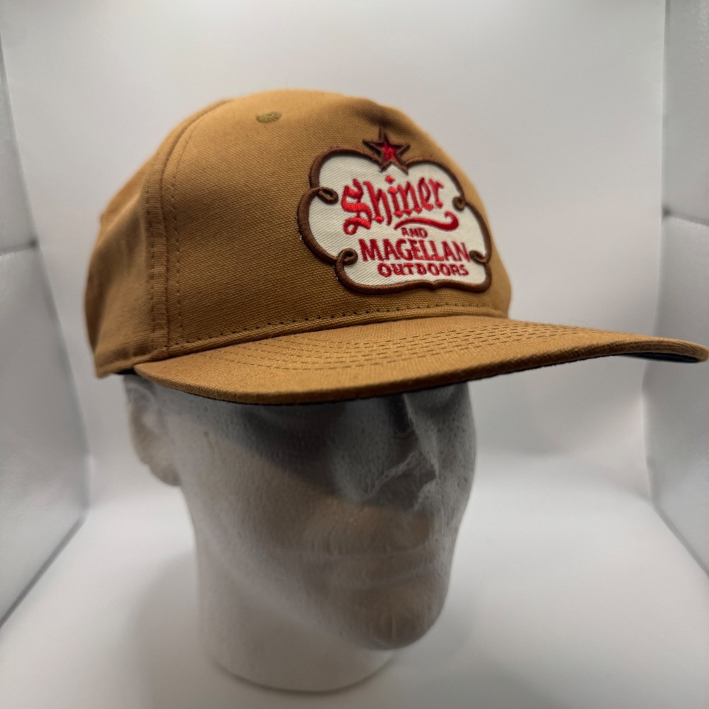 Magellan Outdoors OSFA Hat Men Tan Shiner Bock Patch Canvas Adjustable Cap